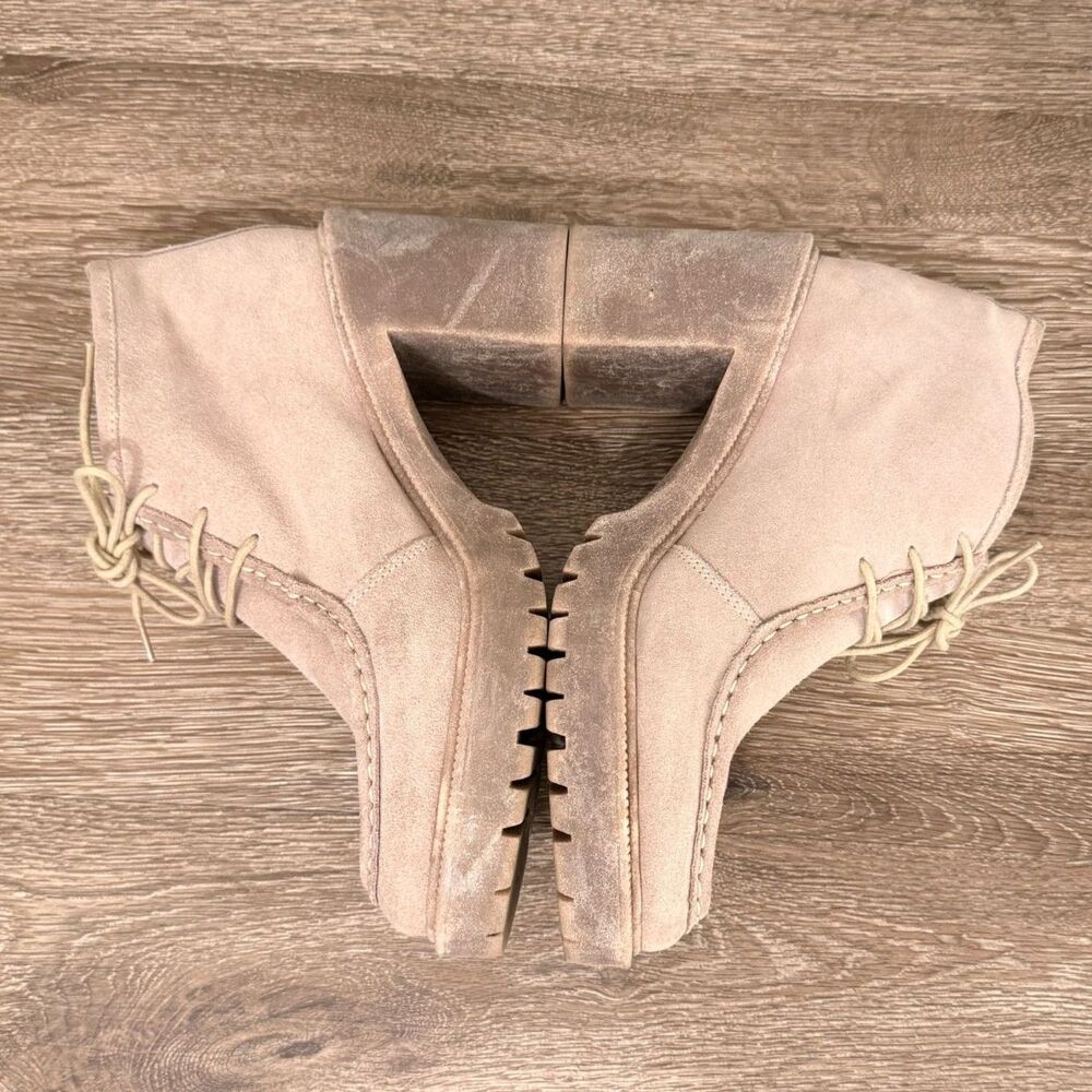 Lucky Brand Hollia Suede Ankle Boots Lug Heel Lace Up Taupe Women's 9M - Picture 6 of 12